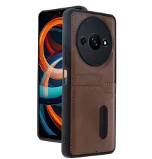 Redmi A3 4G Kılıf Sara Kartvizitli Deri Kılıf - Taba