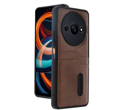 Redmi A3 4G Kılıf Sara Kartvizitli Deri Kılıf - Taba