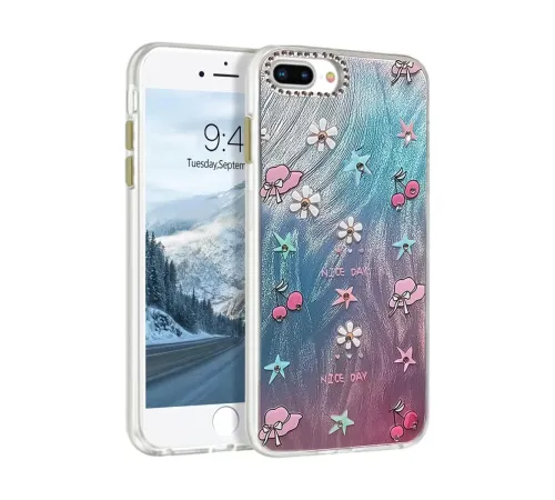 Apple iPhone 7 Plus Kılıf Blade Aynalı Desenli Kapak - Desen 4