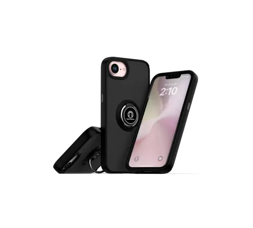 Apple iPhone 16E Kılıf Montreal Yüzüklü Silikon Kapak - Siyah
