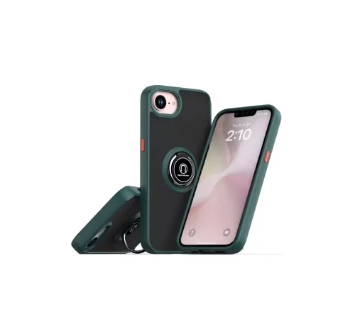 Apple iPhone 16E Kılıf Montreal Yüzüklü Silikon Kapak - Yeşil