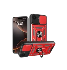 Apple iPhone 16E Kılıf Pars Lens Yüzüklü Silikon - Kırmızı