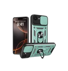 Apple iPhone 16E Kılıf Pars Lens Yüzüklü Silikon - Yeşil