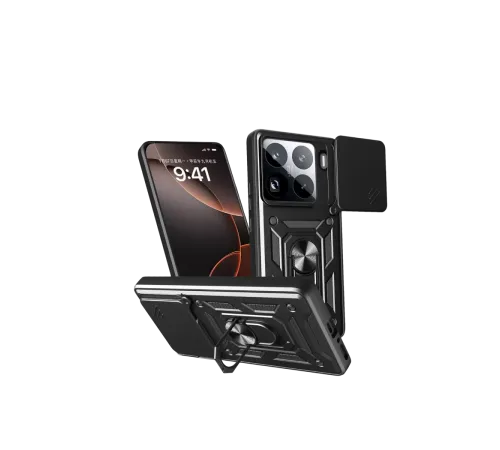 Mi 15 Pro Kılıf Pars Lens Yüzüklü Silikon - Siyah