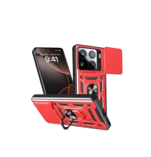 Mi 15 Pro Kılıf Pars Lens Yüzüklü Silikon - Kırmızı
