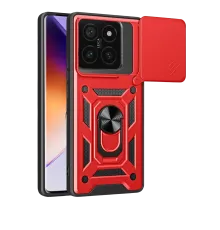 Mi 14T Pro Kılıf Pars Lens Yüzüklü Silikon - Kırmızı
