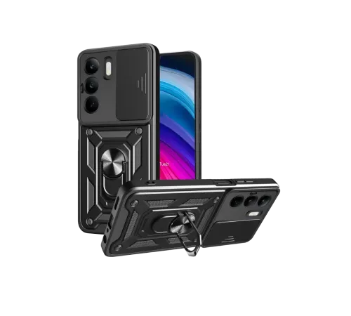Realme C75 4G Kılıf Pars Lens Yüzüklü Silikon - Siyah
