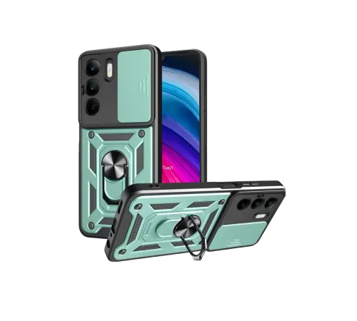 Realme C75 4G Kılıf Pars Lens Yüzüklü Silikon - Yeşil