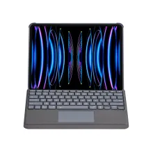 Apple T5509D iPad Pro 12.9 (2022) Kılıf Palermo Ledli Klavyeli Standlı Tablet Kılıfı - Siyah