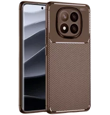 Redmi Note 14 Pro Plus Kılıf Auto Focus Karbon Kapak - Kahverengi