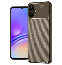 Samsung Galaxy A06 Kılıf Auto Focus Karbon Kapak - Kahverengi