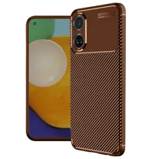 Realme 12 Lite Kılıf Auto Focus Karbon Kapak - Kahverengi