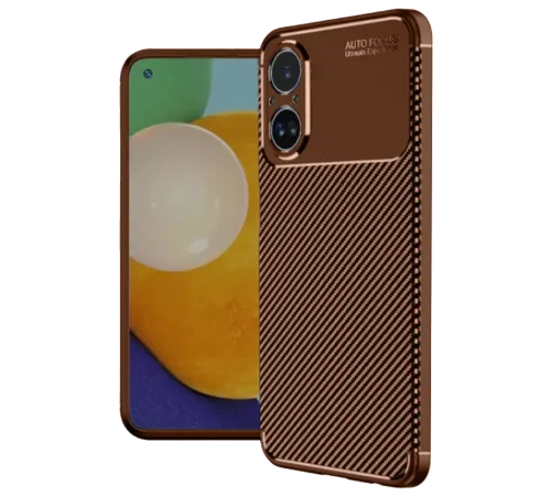 Realme 12 Lite Kılıf Auto Focus Karbon Kapak - Kahverengi