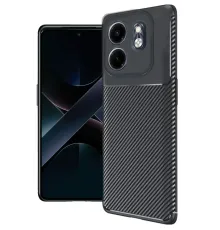 İnfinix Smart 9 Kılıf Auto Focus Karbon Kapak - Siyah