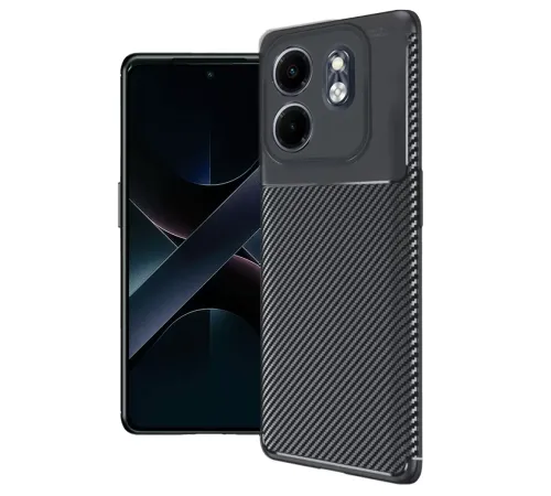 İnfinix Smart 9 Kılıf Auto Focus Karbon Kapak - Siyah