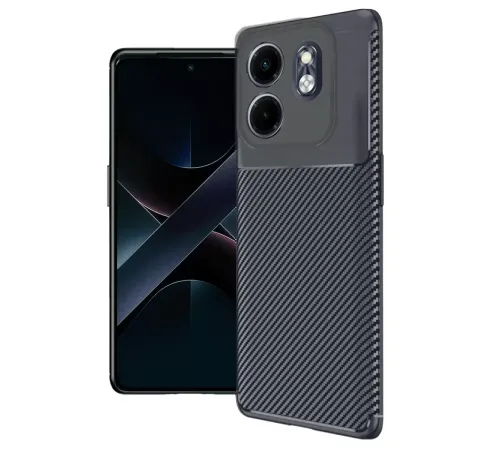 İnfinix Smart 9 Kılıf Auto Focus Karbon Kapak - Lacivert