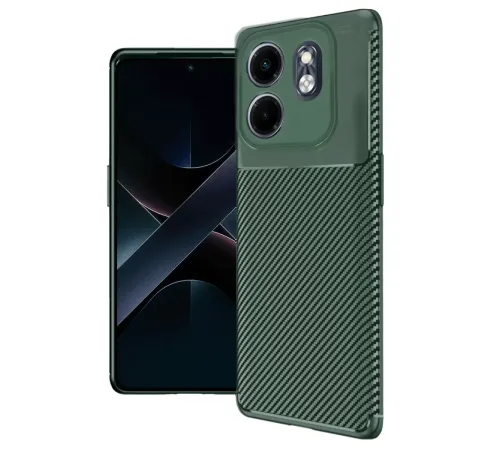 İnfinix Smart 9 Kılıf Auto Focus Karbon Kapak - Koyu Yeşil