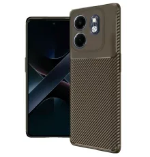 İnfinix Smart 9 Kılıf Auto Focus Karbon Kapak - Kahverengi