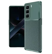 İnfinix Hot 50 4G Kılıf Auto Focus Karbon Kapak - Koyu Yeşil