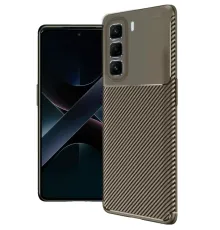 İnfinix Hot 50 4G Kılıf Auto Focus Karbon Kapak - Kahverengi