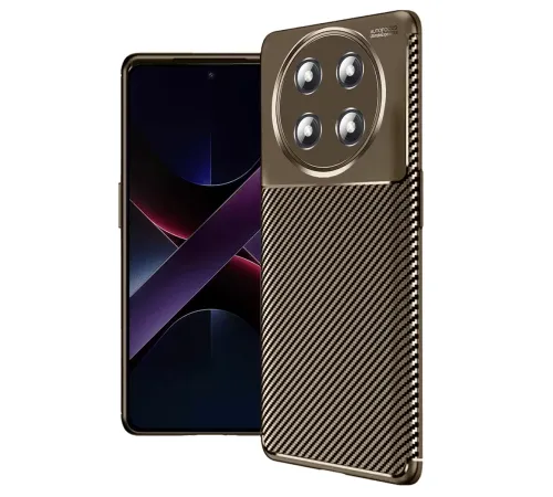 Honor Magic 7 Lite Kılıf Auto Focus Karbon Kapak - Kahverengi