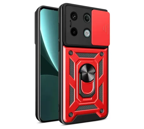 Redmi Note 13 Pro 4G Pars Lens Yüzüklü Silikon - Kırmızı