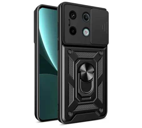 Redmi Note 13 Pro 4G Pars Lens Yüzüklü Silikon - Siyah