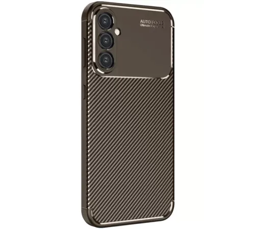 Samsung Galaxy A26 Kılıf Auto Focus Karbon Kapak - Kahverengi