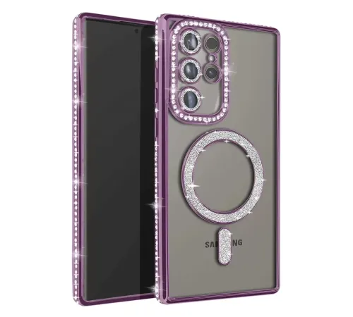 Samsung Galaxy S23 Ultra Joke Simli Magneticsafe Kılıf - Derin Mor