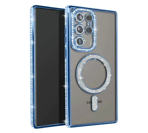 Samsung Galaxy S23 Ultra Joke Simli Magneticsafe Kılıf - Mavi