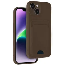Apple iPhone 14 Kılıf Kelvin Kartvizitli Silikon - Kahverengi