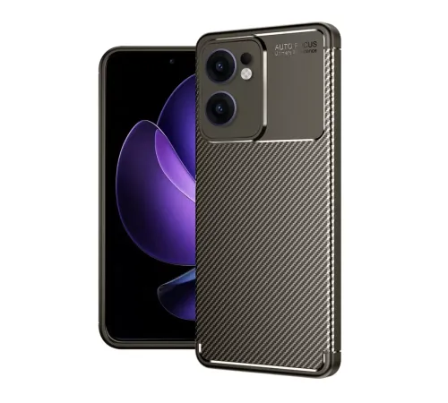 Reno 13F Kılıf Auto Focus Karbon Kapak - Kahverengi