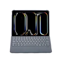 Apple T5510D iPad Pro 13 (2024) Kılıf Palermo Ledli Klavyeli Standlı Tablet Kılıfı - Siyah