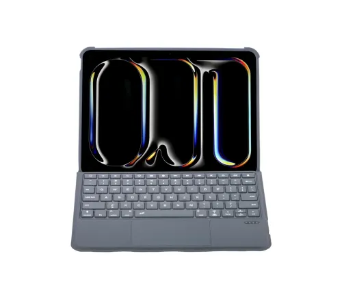 Apple T5510D iPad Pro 13 (2024) Kılıf Palermo Ledli Klavyeli Standlı Tablet Kılıfı - Siyah