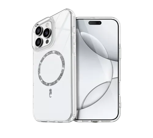 Apple iPhone 14 Pro Max Live Diamond Magsafe Kapak - Şeffaf