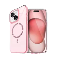 Apple iPhone 15 Plus Live Diamond Magsafe Kapak - Pembe