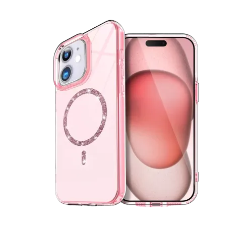 Apple iPhone 12 Live Diamond Magsafe Kapak - Pembe