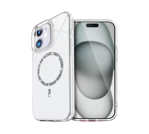 Apple iPhone 12 Live Diamond Magsafe Kapak - Şeffaf