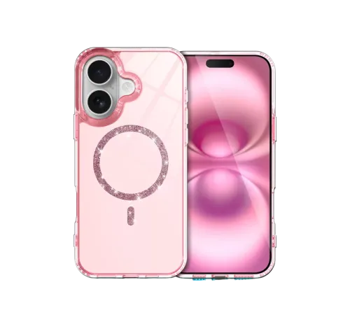 Apple iPhone 16 Plus Live Diamond Magsafe Kapak - Pembe