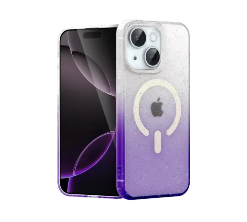 Apple iPhone 14 Pummel Shiny Magsafe Kapak - Mor
