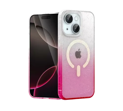 Apple iPhone 15 Plus Pummel Shiny Magsafe Kapak - Pembe