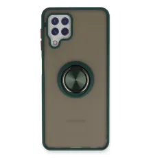 Samsung Galaxy A22 Kılıf Montreal Yüzüklü Silikon Kapak - Yeşil