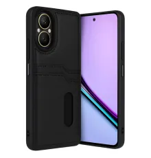 Realme 12 Lite Kılıf Sara Kartvizitli Deri Kılıf - Siyah