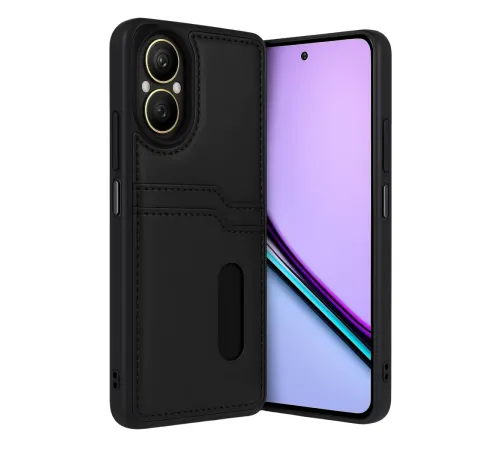 Realme 12 Lite Kılıf Sara Kartvizitli Deri Kılıf - Siyah