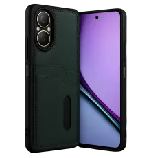 Realme 12 Lite Kılıf Sara Kartvizitli Deri Kılıf - Koyu Yeşil