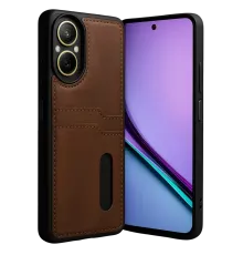 Realme 12 Lite Kılıf Sara Kartvizitli Deri Kılıf - Taba