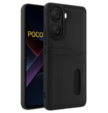 Poco X7 Pro Kılıf Sara Kartvizitli Deri Kılıf - Siyah