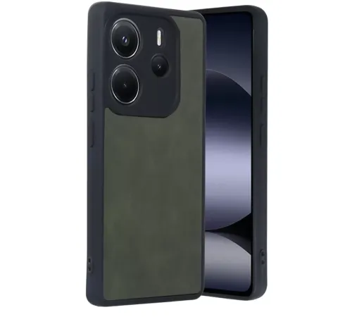 Redmi Note 14 4G Kılıf Aras Deri Kapak - Koyu Yeşil