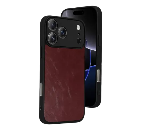 Apple iPhone 17 Pro Max Aras Deri Kapak - Bordo