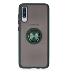 Samsung Galaxy A70 Kılıf Montreal Yüzüklü Silikon Kapak - Yeşil